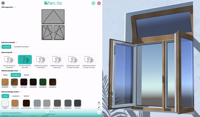  Für die digitale Fensterplanung mit 3D-Konfiguratoren braucht man nur mit dem PC oder Notebook online zu gehen und schon kann man in die Auswahl von Material, Design und Ausstattung einsteigen.
