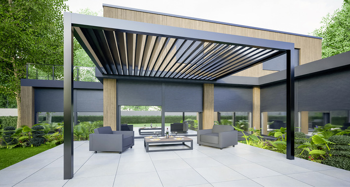  Mit der Terrassenüberdachung Pergola präsentiert Drutex ein Lamellendach um in den weiterhin prosperierenden Outdoor Living Markt einzusteigen.