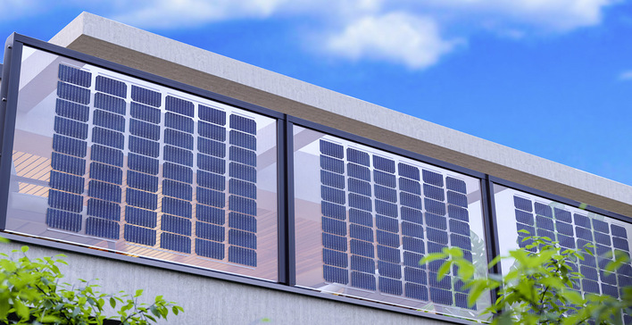  Die Brüstungsverglasung mit PV-Elementen ermöglicht für Glasbauer und auch für Fassadenbauer interessante neue Marktmöglichkeiten.