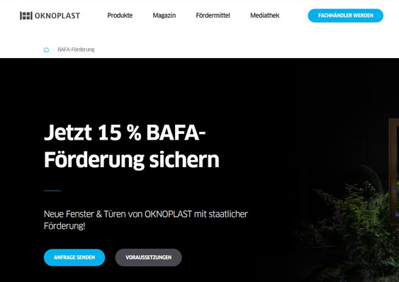  Der zukunftsweisende Internet-Auftritt bietet dem Fachhandel auch die Möglichkeit, kostenfreie Endkunden-Anfragen von Oknoplast zu erhalten.