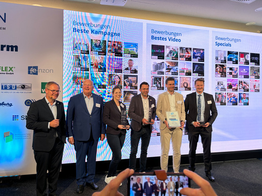  Die Gewinner des VFF-Marketingpreises auf der Bühne des VFF Jahreskongress.