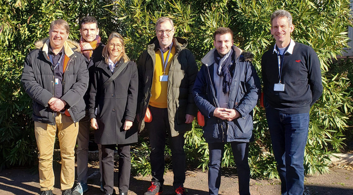 Das Projekt-Team (v.l.n.r.): Richard Baudouin (Meraxis), Alexandre Thillou (Kem One), Karine Paillot (Kem One), Peter Voth (Rehau), Mickael Laurent (Kem One), Martin Sonntag (Rehau).