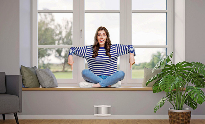 Die Werbemotive der erfolgreichen Kampagne verdeutlichen mit einem Augenzwinkern, dass neue Fenster deutlich den Energiebedarf von Heizungsanlagen senken.