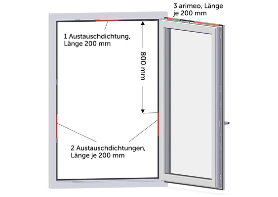 Alles ist möglich, zum Beispiel: die Einbauvarianten triple und triple acoustic – mit je drei arimeo Fensterfalzlüftern.