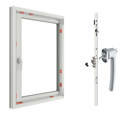 Die rings um den Fensterflügel platzierten Sicherheits-Schließzapfen bilden in Kombination mit Sicherheits-Schließstücken am Fensterrahmen einen wichtigen Schließmechanismus.