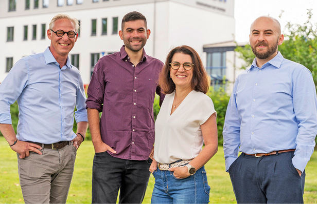 Das Team Nachh﻿altigkeit bei Gealan mit (v.l.) Dr. Michel Sieffert, ­Florian Rayhrer, Vera Lahme und Emre Karakoc.