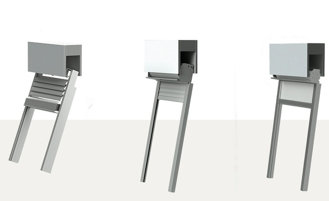 Die werkseitig vormontierten  Systeme werden lediglich auf die Führungsschienen aufgesteckt und als Einheit in den bauseitigen Schacht geschoben.