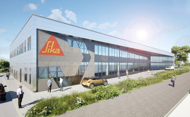 Im neuen Technical Service Center von Sika wird die Anwendungsberatung der Bereiche Industrie und Kleben & Dichten am Bau auf ca. 3.800 m2 ein neues Zuhause finden.