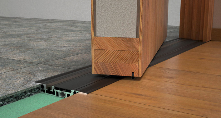 Hier lässt sich in der Darstellung im Rendering die Funktionsweise der Pivottüre mit Magnetdichtung veranschaulichen.