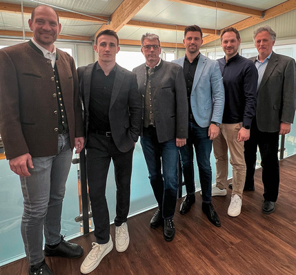 Zur Pressekonferenz waren Obermeister der R+S Innung Süd­bayern Manfred Müller, GF Marcel Berger, GF Meinhard Berger, GF Manuel Berger, Bügermeister Benjamin Henn und BVRS HGF Ingo Plück anwesend.