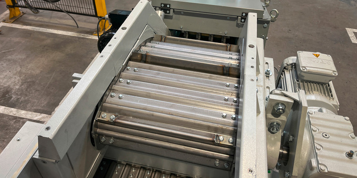 Hier das Lisec GSA-CF Glasabfall-Entsorgungssystem für Floatglas, weiter gibt es für Verbundglas das GSA-CL.