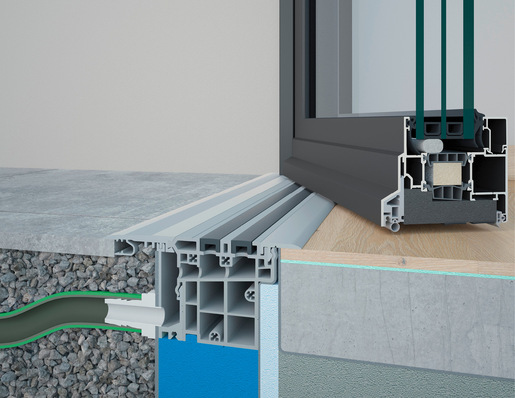 Tür offen – Magnete unten (schwellenloser Übergang)