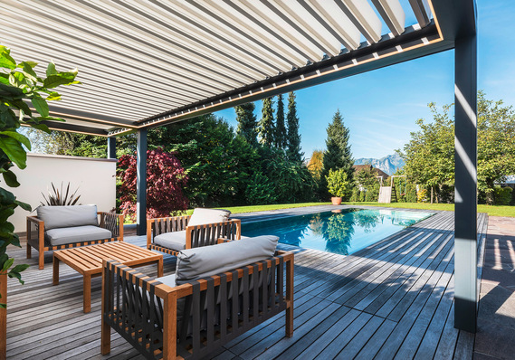 Das Design von Imago ist mit schlanken Säulen und Trägerprofilen bewusst minimalistisch gehalten.