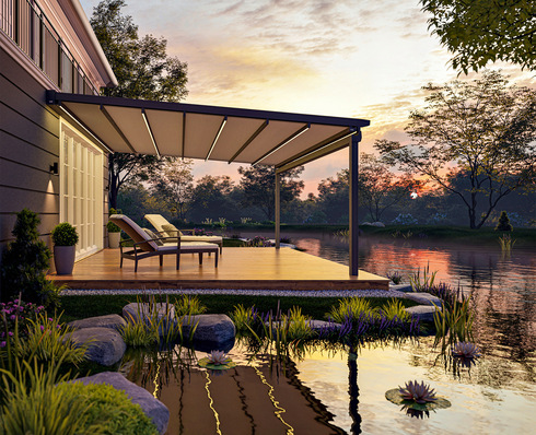 Die Positano bietet Zusatzausstattungen wie Wettersteuerung, LED-Beleuchtung und Heizstrahler.