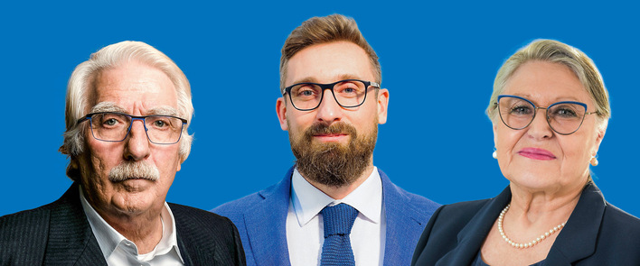 Der Visionär – Fortunato Vianello, Gründer von Forel und Pionier im Glasmaschinenbau (l.), Vizepräsident Riccardo Vianello, verantwortlich für die strategische Ausrichtung und Internationalisierung (M.), Nadia Davanzo, Ehefrau von Fortunato,  Mitglied des -Verwaltungsrats (r.).