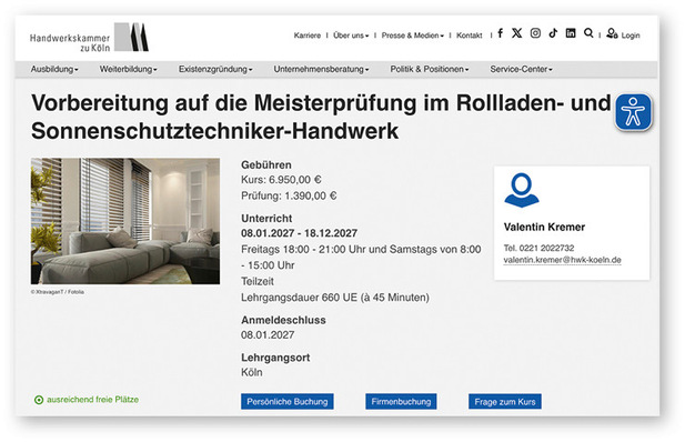 Der Unterricht findet vom 08.01.2027 – 18.12.2027 an Freitagen 18:00 – 21:00 Uhr und Samstagen von 8:00 – 15:00 Uhr in Teilzeit statt.