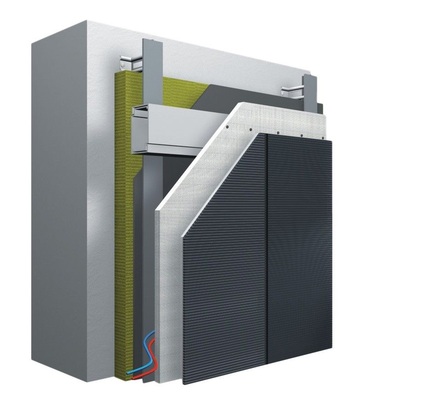 Keine Befestigung ­sichtbarSchematischer Aufbau des PV-VH-Fassaden­elementes.