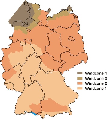 Mit dem Online-Tool lassen sich die Windzonen richtig ­bestimmen.