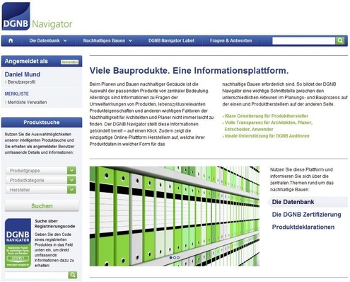 Eine Übersicht über Nachhaltigkeitskriterien von Produkten bietet der DGNB Navigator.