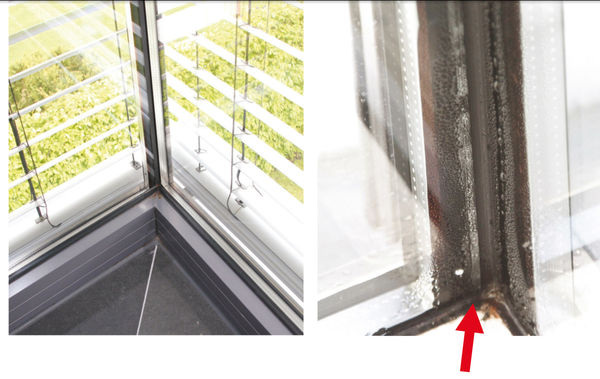 Bild 1: Tauwasser bei einer Ganzglasecke