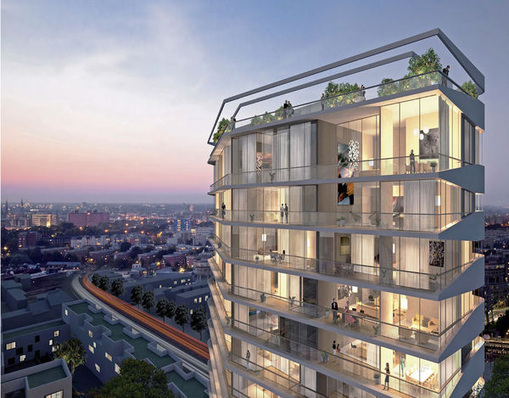 
Die Idee des ungestörten Ausblick über die Rheinebene bei Düsseldorf steht als Entwurfsidee hinter der gläserne Panoramafassade, die auf maximale Scheibenformate und minimale Metallkonstruktion setzt.
