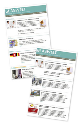 
Der GLASWELT-Newsletter erscheint alle zwei Wochen und berichtet über die wichtigsten Ereignisse der Branche.
