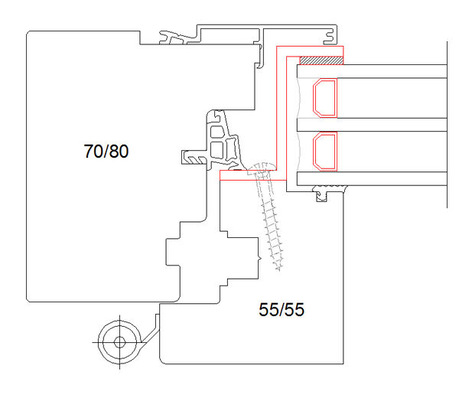 Querschnitt durch das neuartige System mit außenliegender Verklebung.