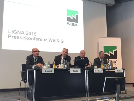 Der Weinig-Vorstand stellt sich auf der LIGNA den Fragen der Journalisten.