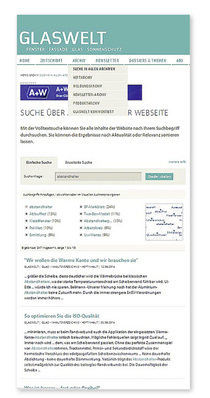 
Mit der Eingabe eines Suchbegriffs erhält der Nutzer Zugriff auf alle relevanten Artikel in unserem Archiv. Zusätzlich werden, wie in diesem Screenshot, Suchbegriffe in direkter Relevanz zum Sonnenschutz wie z. B. Fenster, Rollladen oder Steuerungen vorgeschlagen. 
