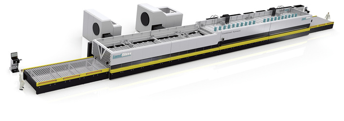 
Ein Vollkonvektionsofen zum Vorspannen von beschichtetem und unbeschichtetem Float.
