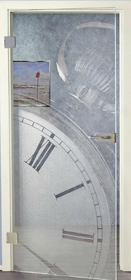 



Laserdesign: Wie hier eine Taschenuhr, lässt sich auf Türen und Glaselementen mittels Lasertechnik im Prinzip jedes erdenkliche Motiv aufbringen.
