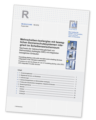 



Die Grundlagen für den Nachweis der Dauerhaftigkeit von Jalousien im SZR definiert die Richtlinie VE-07/2. 
