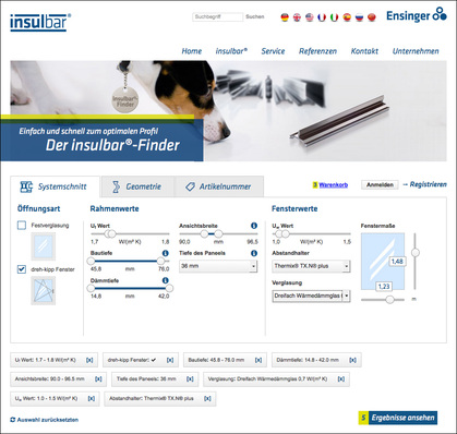 Der insulbar Finder führt den Nutzer online Schritt für Schritt zum passenden Isolierprofil.