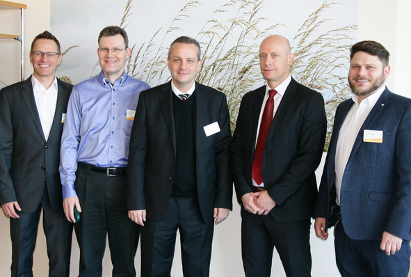 Die neue Führungsmannschaft: Carsten Taig, Fred-Thomas Altaner (Geschäftsführer Finanzen, Controlling), Marcel Frei, Harald Pichler (Leiter der Division Gebäudehülle der AFG) und Stefan Taig.