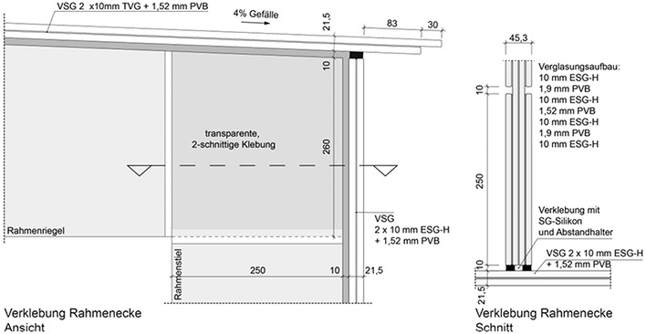 
Detail der geklebten Eckverbindung
