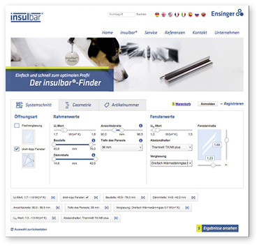 
Der insulbar Finder führt den Nutzer online Schritt für Schritt zum passenden Isolierprofil.
