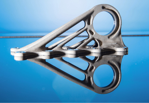 



Verbindungselement (‚Bracket‘) aus Titan im Airbus A350 XWB, hergestellt mit einem hoch innovativen 3D-Druck Verfahren. 
