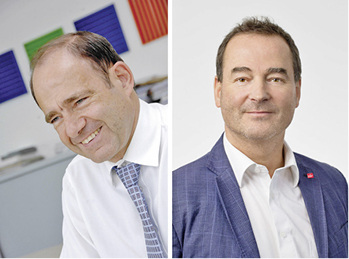 



Paul Renson (links) und Thilo Weiermann unterstützen die gut durchdachte Hallenaufplanung gerne und freuen sich auf die neuen Chancen, die sich durch das neue Hallenkonzept für ihre Unternehmen ergeben. 
