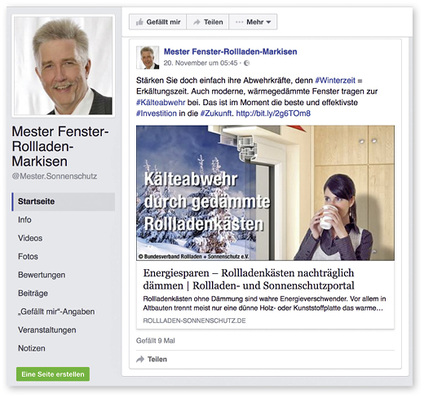 
Ein Beispiel einer erfolgreichen Handwerkerseite auf Facebook.
