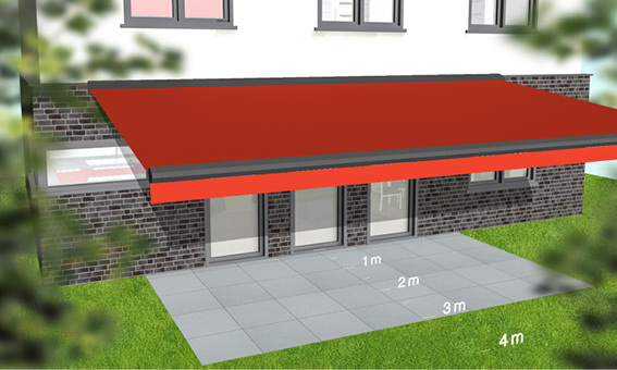 
In den Nachmittagsstunden kann es in Süd-West oder Süd-Süd-West Lagen trotz großem Ausfall mit dem Schatten unter der Markise sehr schnell eng werden.



