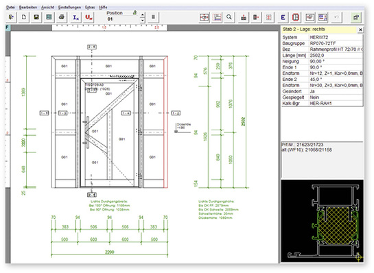 
Erweiterte Eigenschaftsfenster mit Detailschnitten der Profile sorgen für Klarheit in der Konstruktion.
