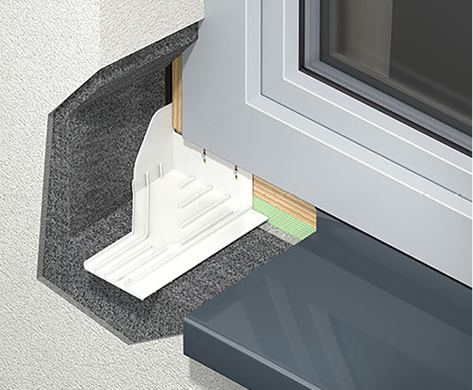 



Unter der Fensterbank montiert, leitet das Fensterbanksystem Delta eindringende Feuchtigkeit nach außen ab und verhindert kostspielige Bauschäden. 
