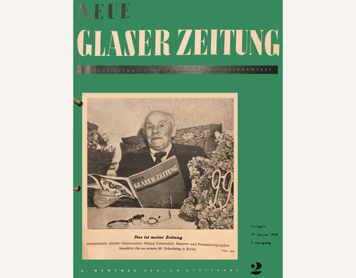 Das Januar-Heft der GLASWELT-Vorgängerin zeigt im Jahr 1950 Philipp Falkenstein, den ältesten Glaser Deutschlands bei der Lektüre des Fachmagazins. Wer ist heute sein Nachfolger?