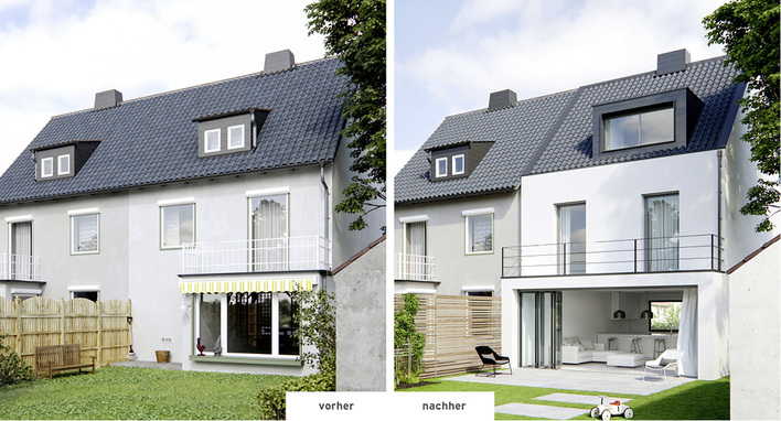 



Die Glas-Faltwand modernisiert den Charakter der Bestandsarchitektur. 
