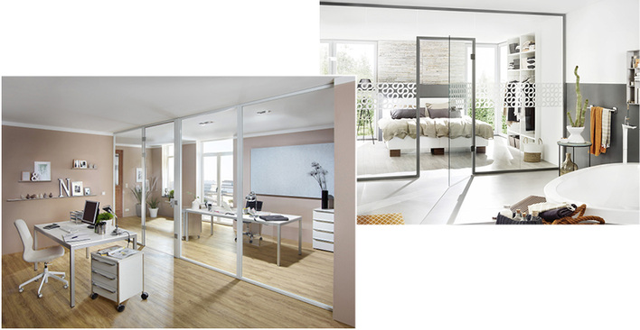 
Die Trennwandsysteme TWS 1000 und TWS 2000 von Deubl Alpha lassen sich im Objekt- und Bürobau ebenso einsetzen, wie im privaten Wohnbau.



