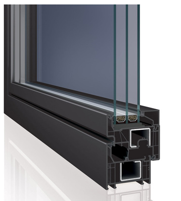 Das schlanke 76mm-Fensterprofilsystem Elegante ist eine wärmedämmende Alternative zu Aluminium-Fenstern.