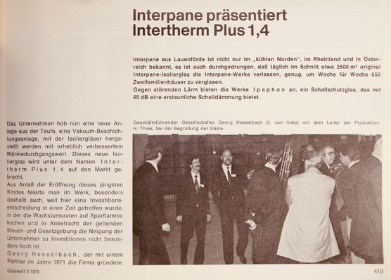 State of the Art: Interpane bietet Ende der 1970er Jahre ein Isolierglas mit einem für damalige Zeiten unglaublichen K-Wert von 1,4 an.