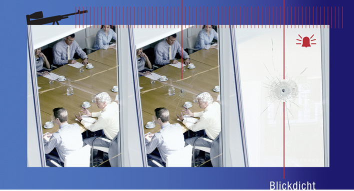 
Schlägt eine Kugel in das Anit-Terror Glas, wird es sofort blickdicht. Der Schütze kann nicht sehen, ob er getroffen hat.



