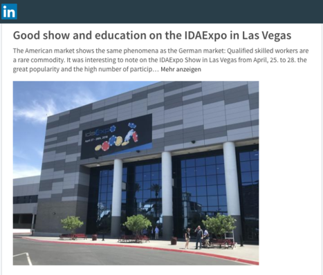 Die Inhalte der R+T LinkedIn GRuppe werden in Englisch dargestellt, um dem hohen internationalen Charakter der R+T gerecht zu werden.