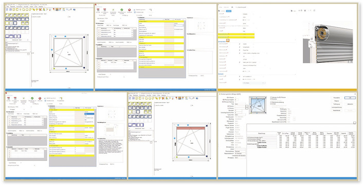 



Oben links wird die Ausgangssituation einer Fenstererfassung dargestellt. Im nächsten Schritt (oben Mitte) werden Grunddaten im 3E-Dialog erfasst und der Einstieg in den Konfigurator Romaconnect (oben rechts) gestartet. Anschließend geht es mit dem erfassten Beschattungselement wieder zurück in den 3E-Dialog (unten links) inklusive Rückübernahme der Daten (unten Mitte). Die komplettierte Position inklusive Beschattungselement und -preis zeigt schließlich das letzte Bild (unten rechts).

